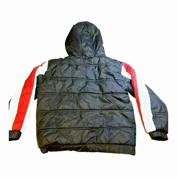 NIKE AIR JORDAN Black/Red Zip-Up Lined/Insulated PUFFER HOODED JACKET Sz-6-7 - Picture 2 of 7